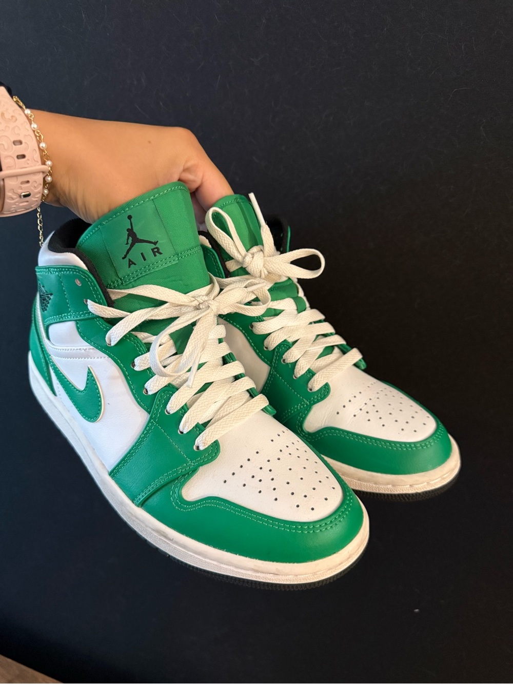 Jordan High Top Sneakers in Green and White